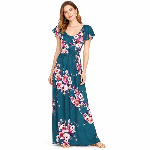 Charlotte Russe Dresses & Skirts - Charlotte Russe summer dress maxi blue green floral  Size: L